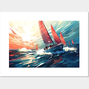 Sailing Sea Sport Painting Abstract Art Decor Posters and Art